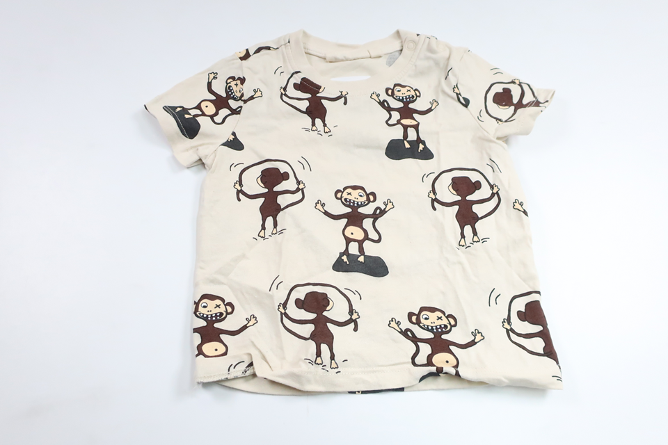 T-shirt med aber fra Wai Wai - Størrelse 74 - Off-white
