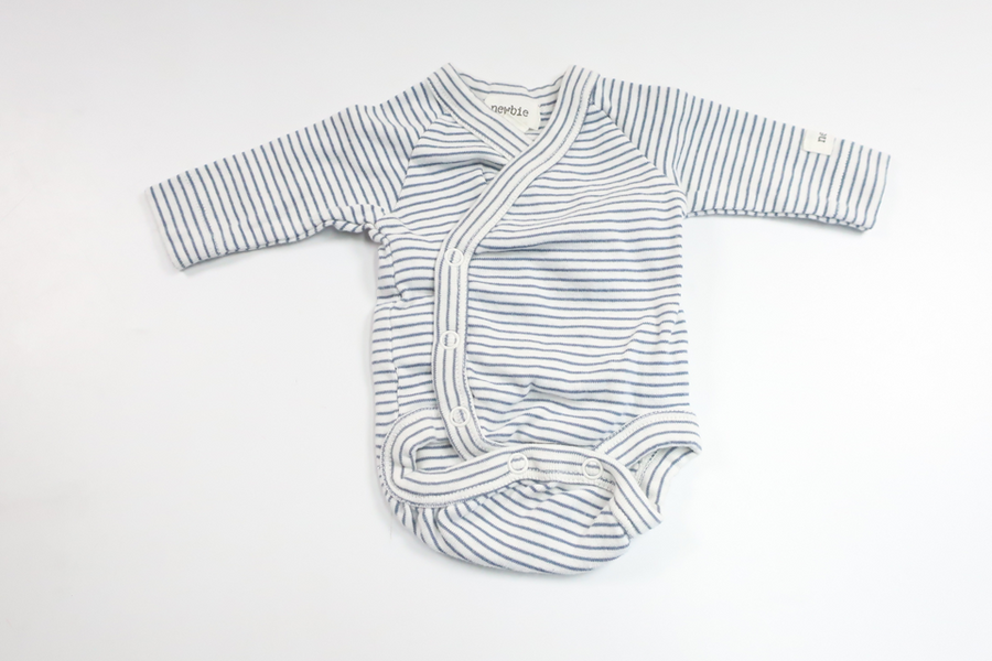 Stribet wrap-body fra Newbie - Størrelse 44 - Blå
