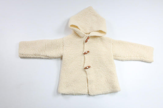 Strikket hættetrøje fra Hemstickat - Størrelse 68/74 - Off-white