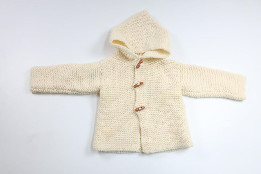 Strikket hættetrøje fra Hemstickat - Størrelse 68/74 - Off-white