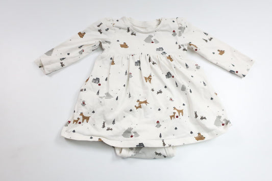 Kjole med indbygget body fra H&M - Størrelse 62 - Hvid