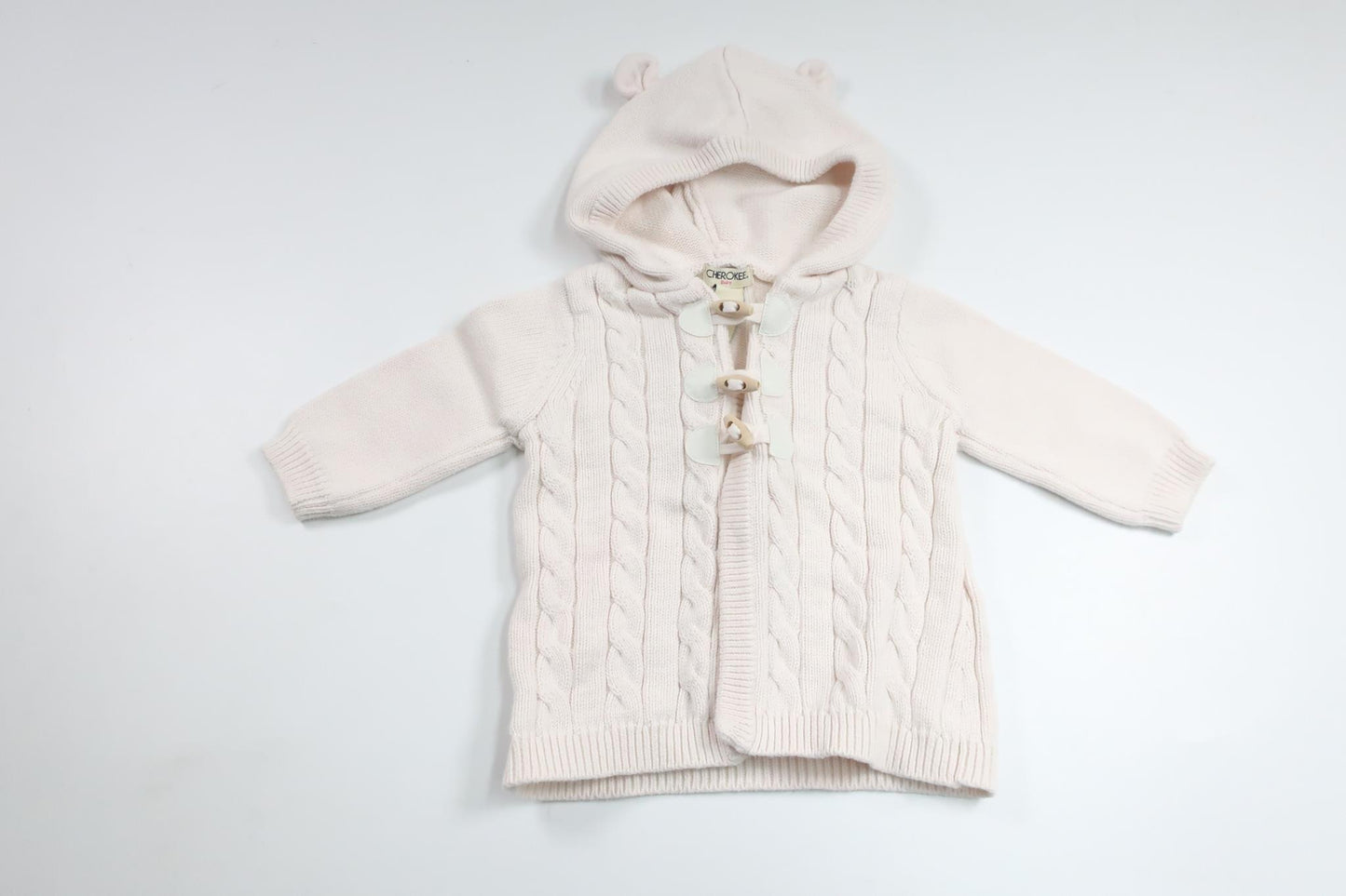 Strikket hættetrøje fra Cherokee - Størrelse 68/74 - Hvid