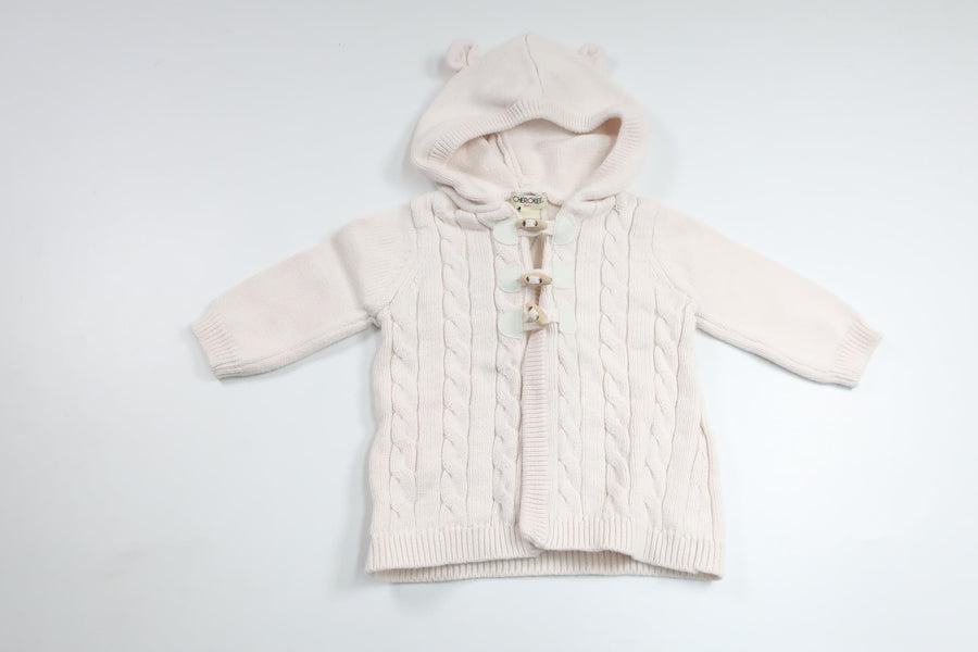 Strikket hættetrøje fra Cherokee - Størrelse 68/74 - Hvid