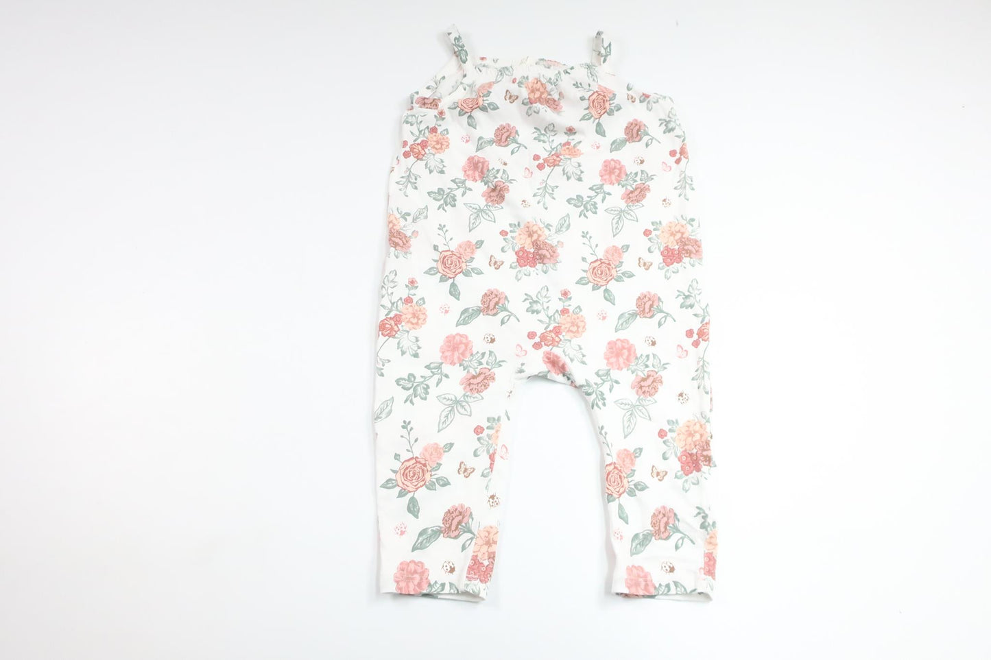 Blomsterjumpsuit fra H&M - Størrelse 86 - Hvid
