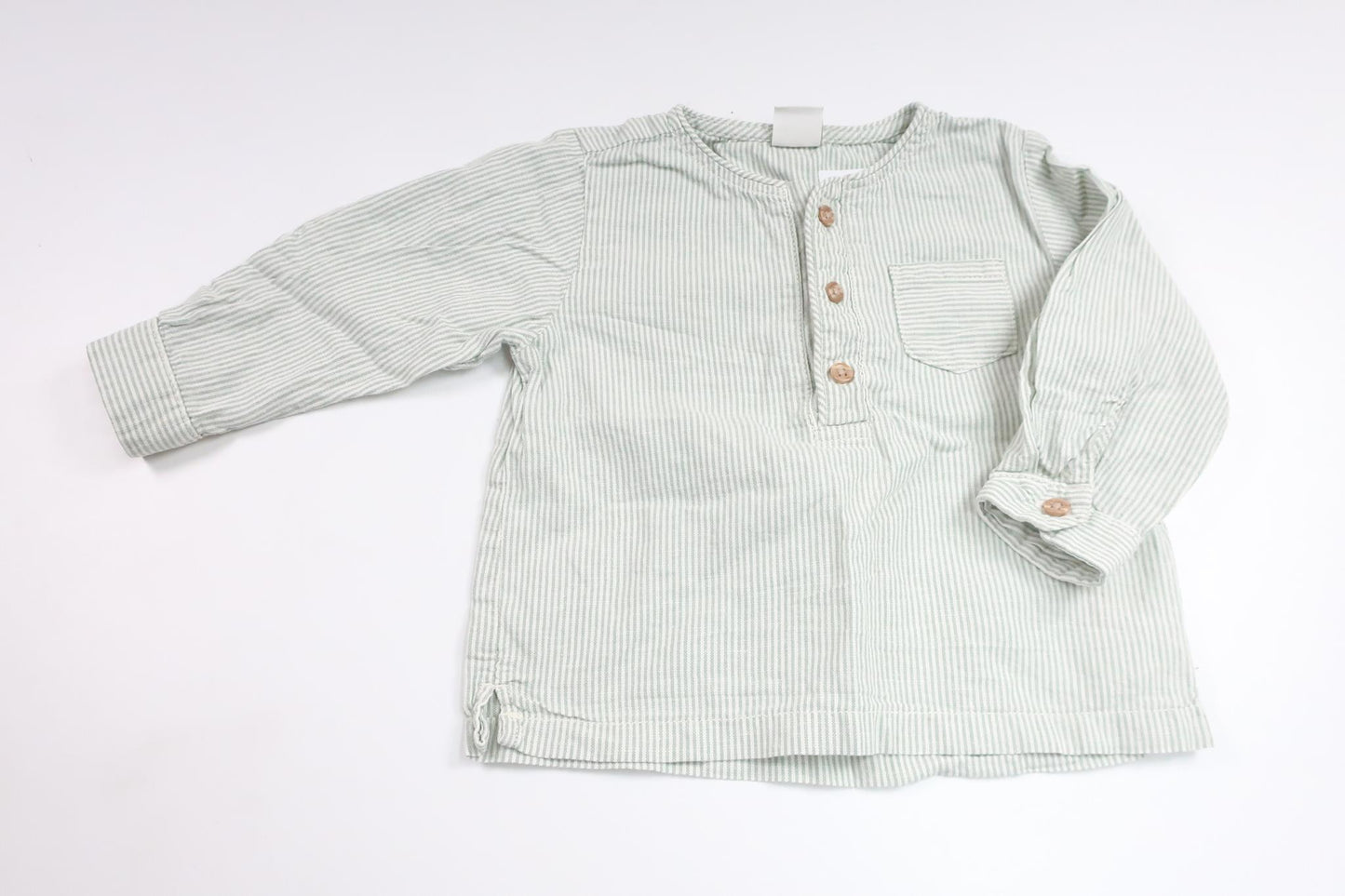 Stribet skjorte fra Lindex - Størrelse 74 - Grøn