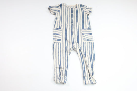 Stribet jumpsuit fra Lindex - Størrelse 80 - Off-white