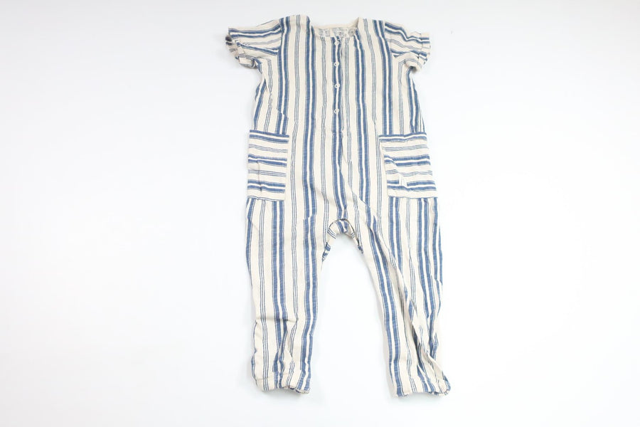 Stribet jumpsuit fra Lindex - Størrelse 80 - Off-white