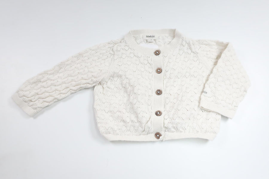 Strikket cardigan fra Newbie - Størrelse 68 - Hvid