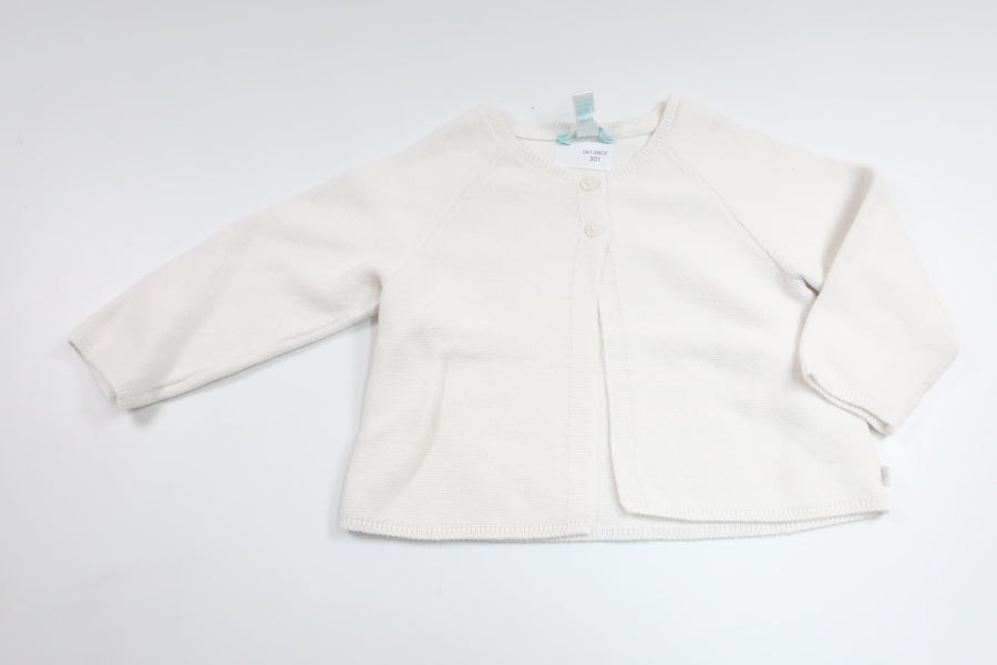 Strikket cardigan fra Obaïbi - Størrelse 80 - Hvid