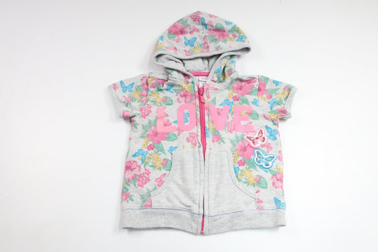 Blomstervest med hætte fra Blukids - Størrelse 98 - Grå