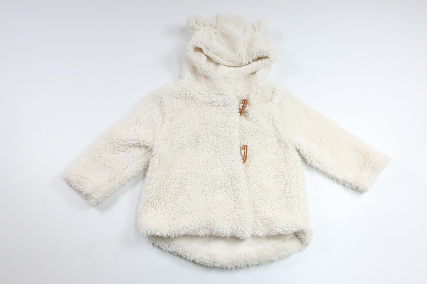 Teddy hættetrøje fra Next - Størrelse 74/80 - Hvid