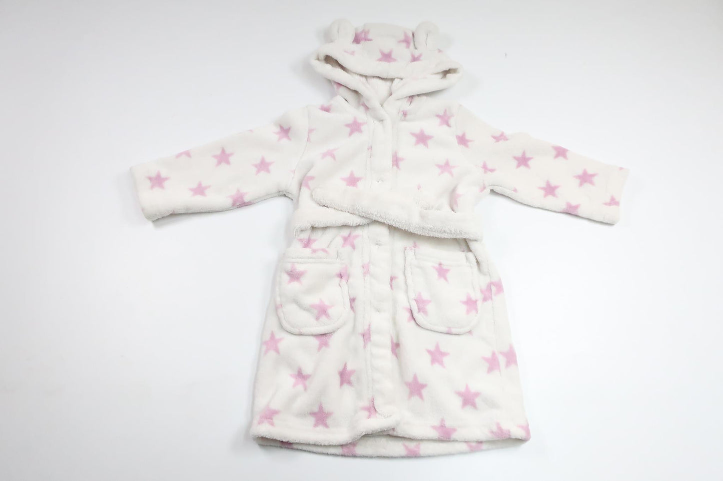 Fleece morgenkåbe/badekåbe med stjerner fra Kappahl - Størrelse 86/92 - Hvid