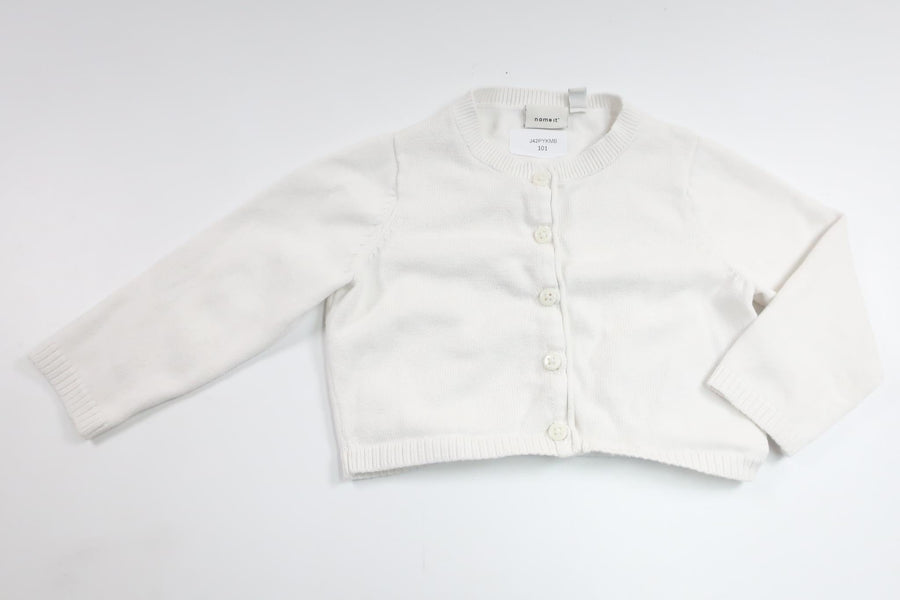 Strikket cardigan fra Name It - Størrelse 80 - Hvid