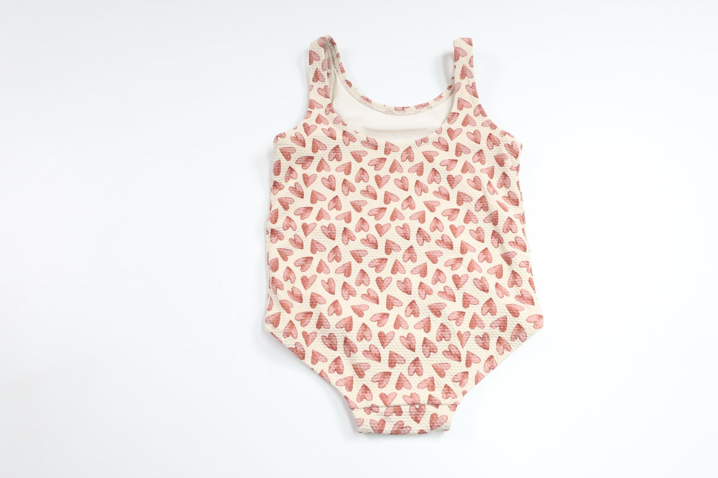 Badedragt med hjerter fra Unknown - Størrelse 80/86 - Off-white
