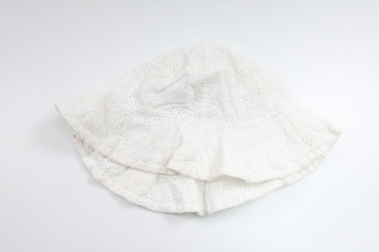 Solhat med broderede blomster fra Lindex - Størrelse 48/50 - Hvid