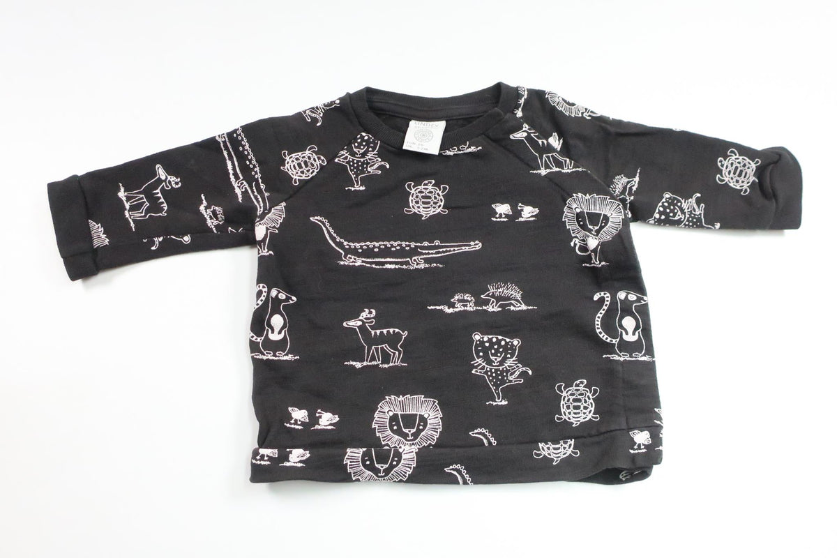 Sweater med dyr fra Lindex - Størrelse 56 - Sort