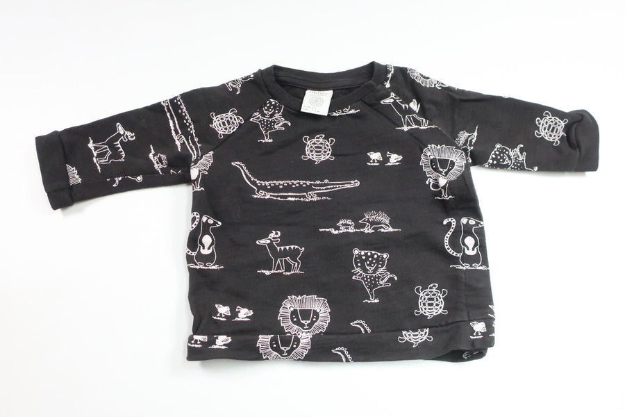 Sweater med dyr fra Lindex - Størrelse 56 - Sort