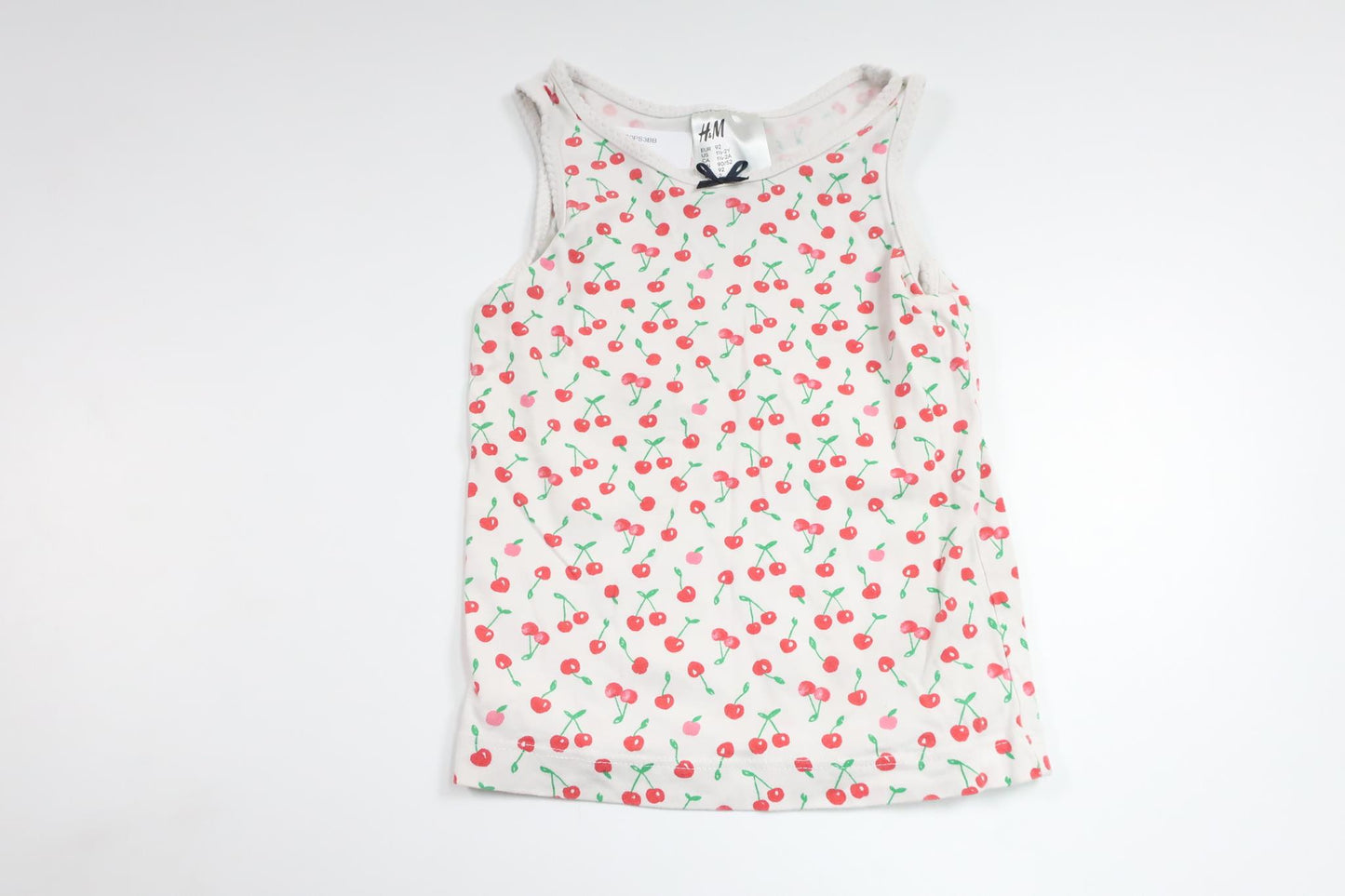 Tanktop med kirsebær fra H&M - Størrelse 92 - Hvid