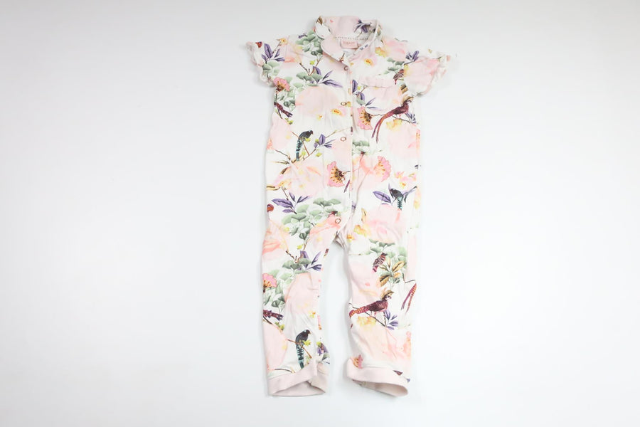 Blomsterjumpsuit fra Baker - Størrelse 74/80 - Lyserød