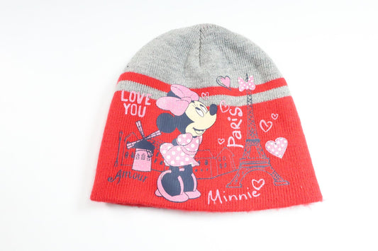 Stribet hue med Minnie fra Disney - Størrelse 74/80 - Rød