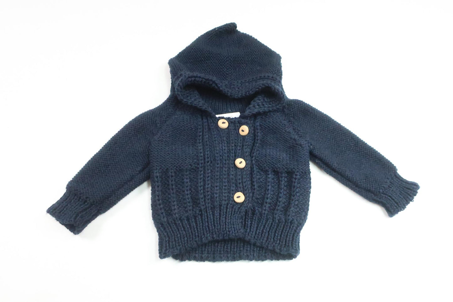 Strikket hættetrøje fra Hemstickat - Størrelse 56 - Marineblå