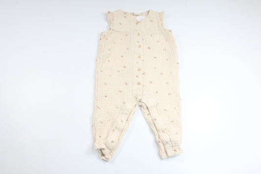 Blomsterjumpsuit fra H&M - Størrelse 74 - Off-white