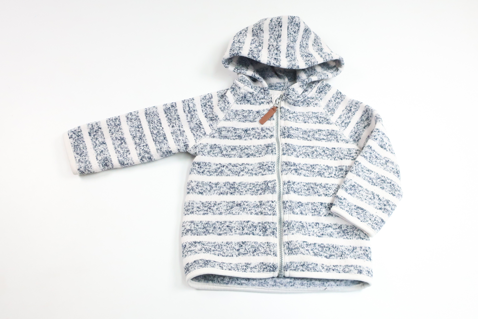 Stribet fleece-hættetrøje fra H&M - Størrelse 74 - Marineblå