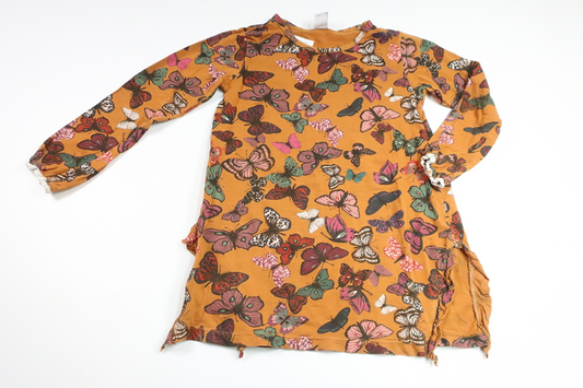 Kjole med sommerfugle fra Lindex - Størrelse 122 - Brun