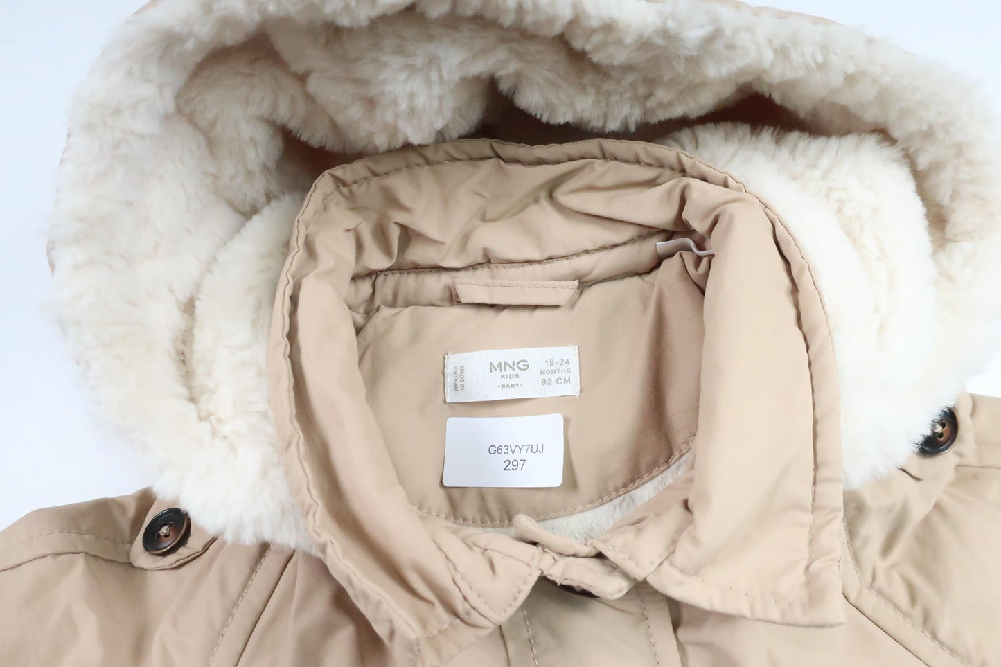 Fleeceforet frakke fra Mango Kids - Størrelse 92 - Beige
