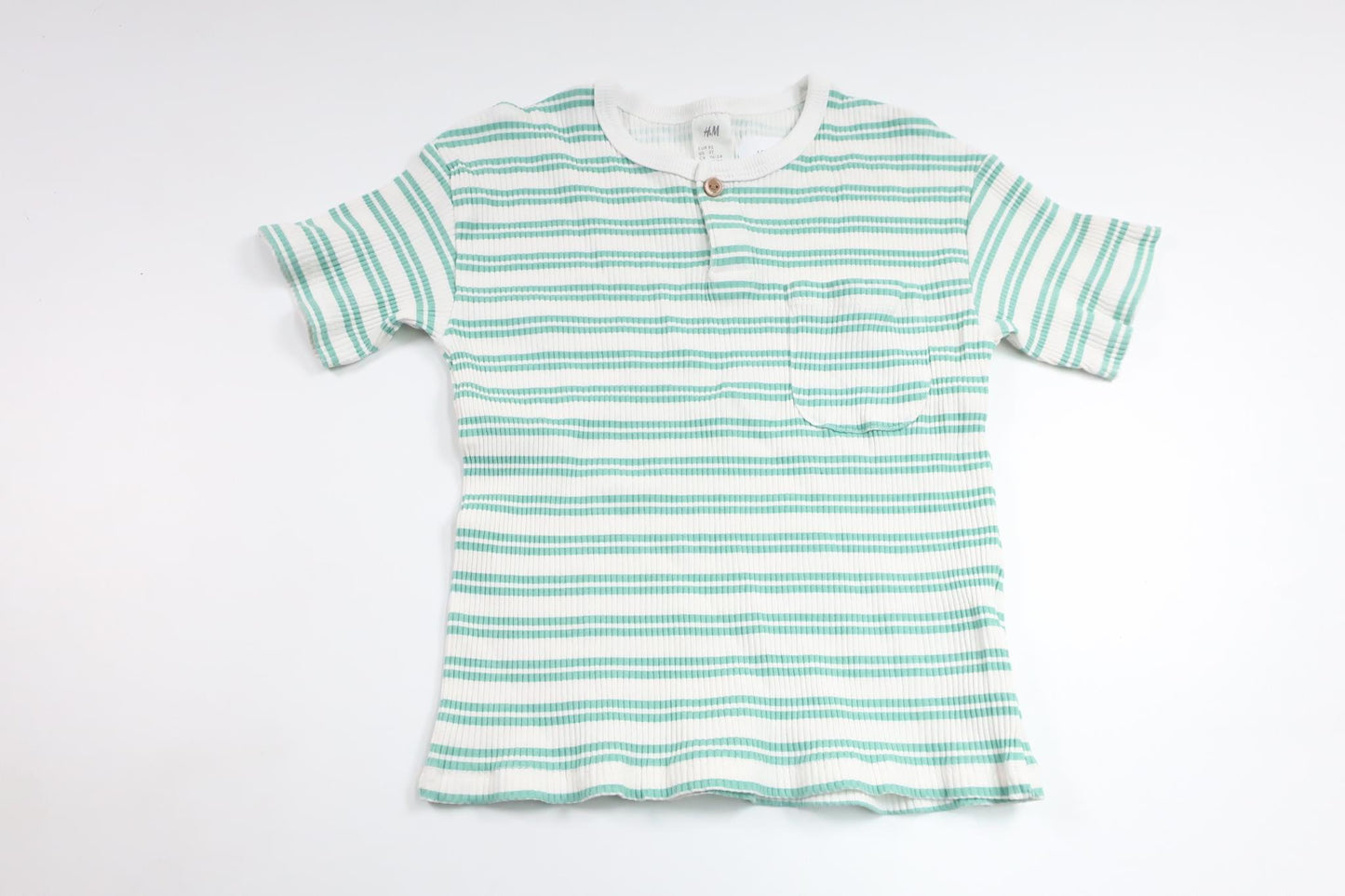 Ribbet t-shirt fra H&M - Størrelse 92 - Grøn