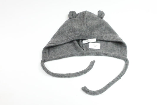 Strikket hue med ører i 100% uld fra H&M - Størrelse 86/92 - Grå