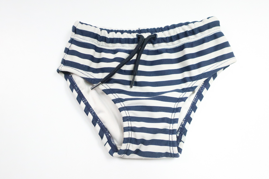 Stribet badeble fra Åhléns - Størrelse 62/68 - Marineblå