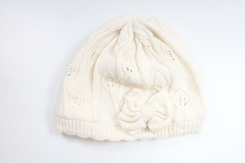 Fleeceforet strikket hue fra Newbie - Størrelse 52/54 - Hvid