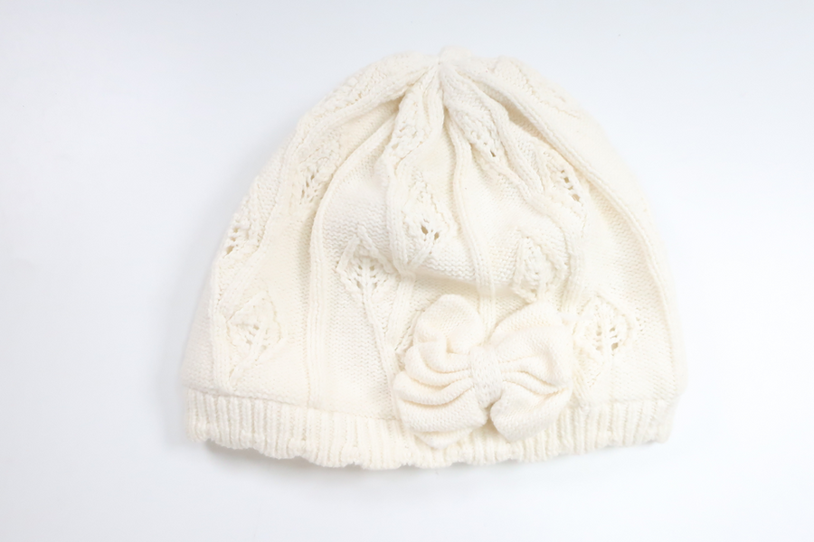 Fleeceforet strikket hue fra Newbie - Størrelse 52/54 - Hvid
