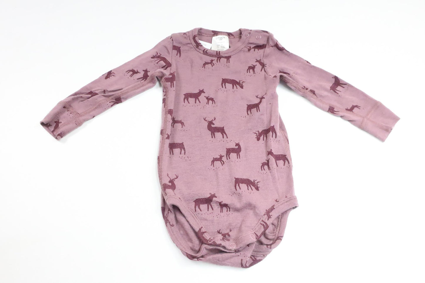 Bodysuit med hjort fra Lindex - Størrelse 74 - Lilla
