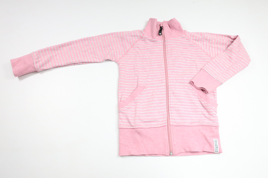 Stribet cardigan fra Geggamoja - Størrelse 122/128 - Lyserød