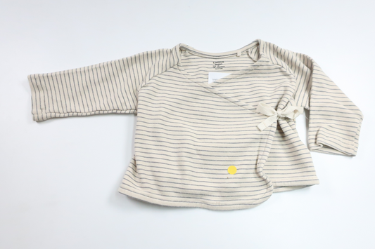 Stribet slå-om-trøje fra Lindex - Størrelse 68 - Beige