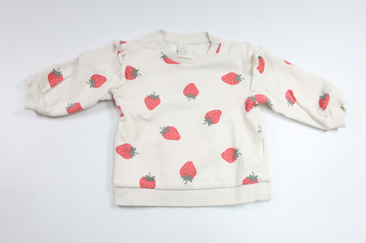 Sweatshirt med jordbær fra H&M - Størrelse 68 - Off-white