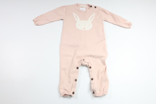 Strikket heldragt med kanin fra Newbie - Størrelse 74 - Lyserød