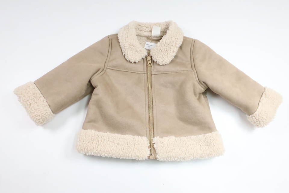 Jakke i imiteret læder fra H&M - Størrelse 80 - Beige