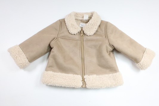 Jakke i imiteret læder fra H&M - Størrelse 80 - Beige