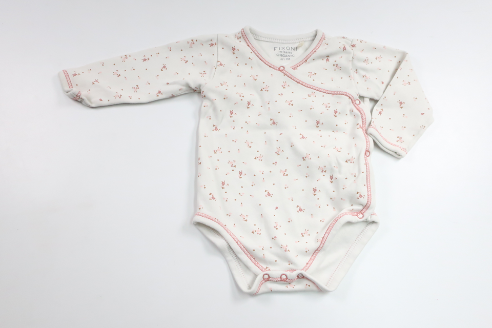 Blomsterbody fra Fixoni - Størrelse 62 - Hvid
