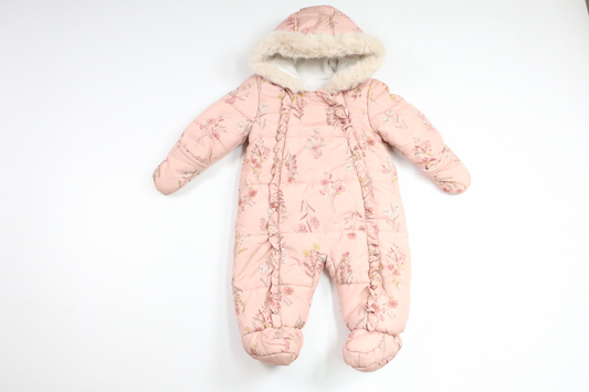 Fleeceforet blomsterjumpsuit fra George - Størrelse 62/68 - Lyserød
