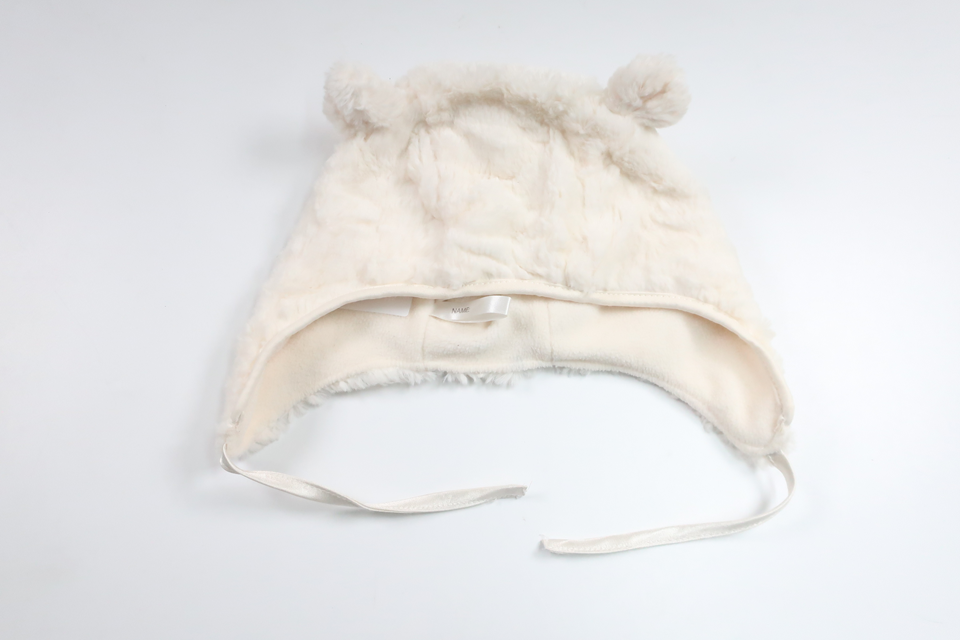 Fleecehue med ører fra H&M - Størrelse 80 - Off-white
