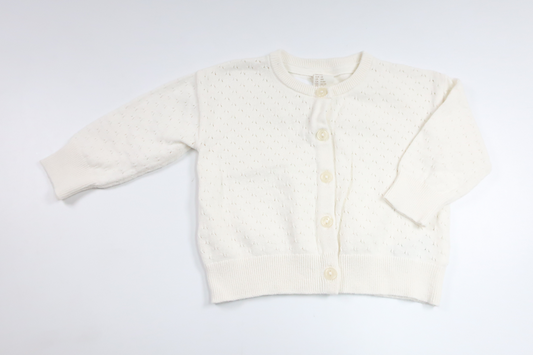 Strikket cardigan fra H&M - Størrelse 68 - Hvid