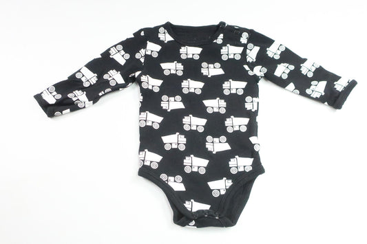 Bodysuit med trucks fra Petite Mini - Størrelse 62 - Sort
