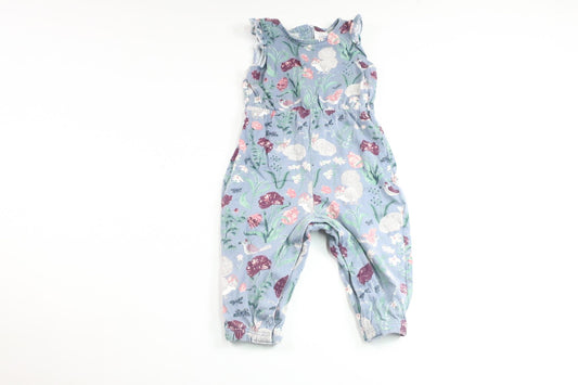 Blomsterjumpsuit fra Lindex - Størrelse 68 - Blå