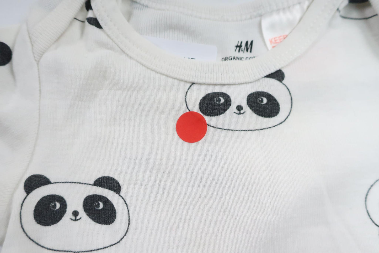 Bodysuit med pandaer fra H&M - Størrelse 56 - Hvid