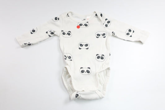 Bodysuit med pandaer fra H&M - Størrelse 56 - Hvid