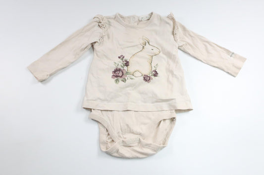 Trøje med indbygget krop fra Newbie - Størrelse 74 - Off-white